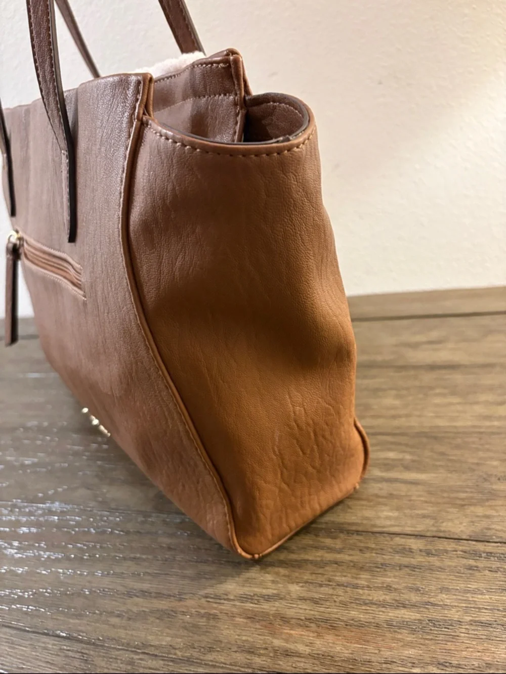 EUC [Jessica Simpson] Vienna Vegan Leather Sherpa Tote Shoulder Bag Purse - Picture 12 of 16
